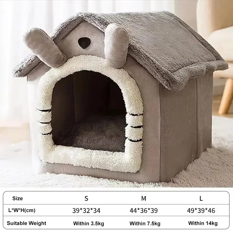 Luxury Foldable Pet Bed – Cozy Winter House for Dogs & Cats