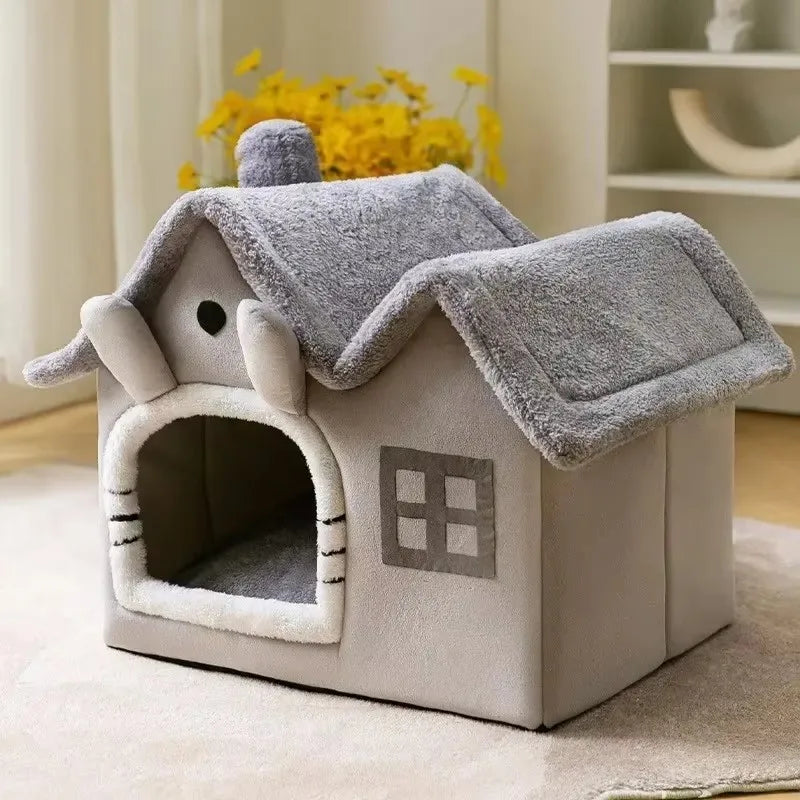 Luxury Foldable Pet Bed – Cozy Winter House for Dogs & Cats
