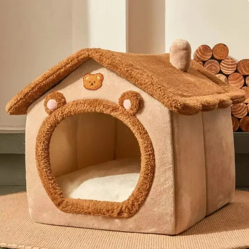Luxury Foldable Pet Bed – Cozy Winter House for Dogs & Cats