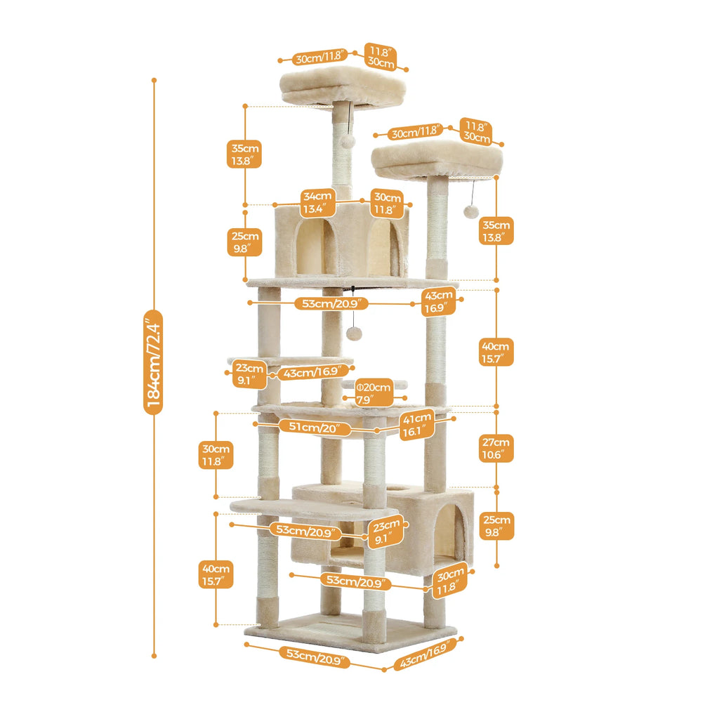 Zuffi Pets™ 184 CM Multi-Level Cat Tree